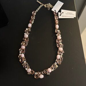 NWT White House Black Market Elegant Pink and Gold Necklace